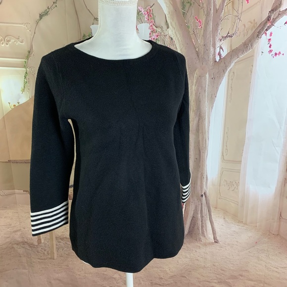 NEW Tahari Black Striped Cuff Sweater - Picture 4 of 10